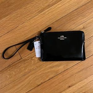 Brand New Black Patent Leather Coach Wristlet